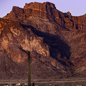 Superstition Mountain with Mountain Lion Shadow at the Spring Equinox